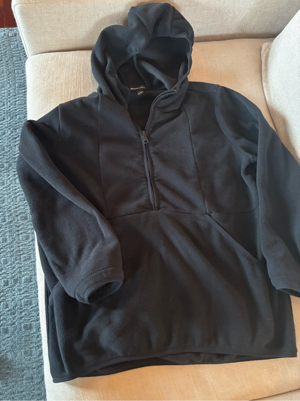 Beyond Yoga oversized Black Half-Zip Hooded Fleece Pullover